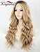 K'ryssma Blonde Wig with Dark Roots Ombre Natural Looking Wavy Long Blonde Wig Glueless Synthetic Wigs for Women