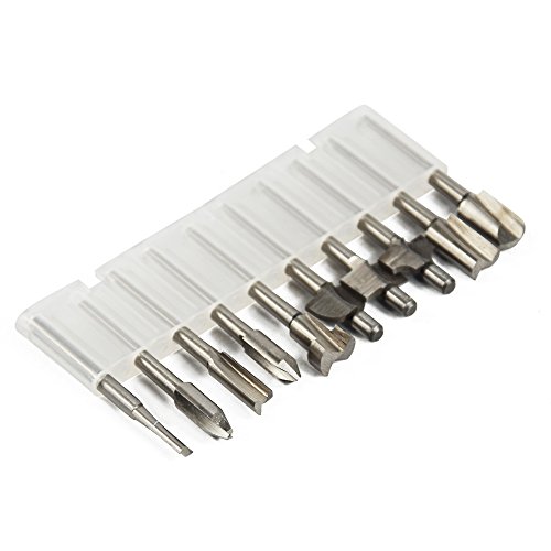 10 PCS 1/8''(3mm) Straight Shank HSS Woodworking Mini Rotary Router Bits Tool Set for Edge Treatment Grooving Wood Deburring Engraving and Milling