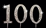 100th Birthday Number Cake Topper with Sparkling Rhinestone Crystals - 1.75