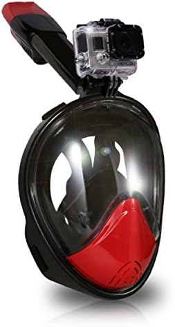 H2O Voyager 180 Latest 2017 Generation Full Rounded Face Panoramic Snorkel Mask GoPro Anti Fog Choose From 7 Unique Colors (Red, L/XL)