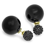 STEELTIME Stylish Double Sided Tribal Pearl Earrings (Black)
