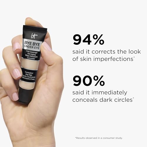 IT Cosmetics Bye Bye Under Eye Travel Concealer - Water-Resistant, 24H Full Coverage Brightening Concealer For Dark Circles, Fine Lines, Redness & Discoloration, Color Correcting Cream - 0.11 fl oz