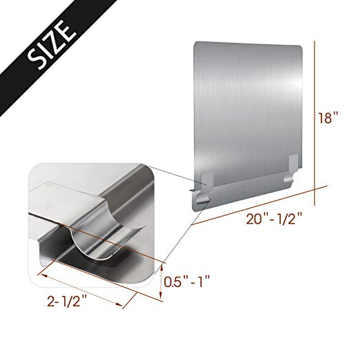 Zipcase Stainless Steel 20-1/2" W x 18" H Universal Side fryer Splash for Commercial Fryers fitting 0.5" - 1" Side, Pack of 1 - Thumbnail 2