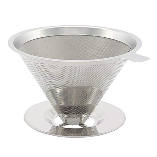 AIYoo Pour Over Coffee Dripper- 304 Stainless Steel Reusable Drip Cone Coffee Filter,Paperless Coffee Dripper ,Single Cup Coffee Brewer