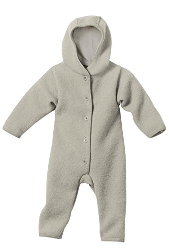 DISANA 100% ORGANIC BOILED WOOL OVERALL ROMPER HOODED NEWBORN/BABY MADE IN GERMANY (3-6 months (62-68), Grey)