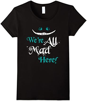 Women's Cat Tshirt - We're All Mad Here Shirt XL Black