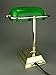 Metal & Glass Desk Lamps Green Glass Bankers Lamp Polished Brass Finish With Charging Outlets 13 X 10.5 X 9 Inches Gold
