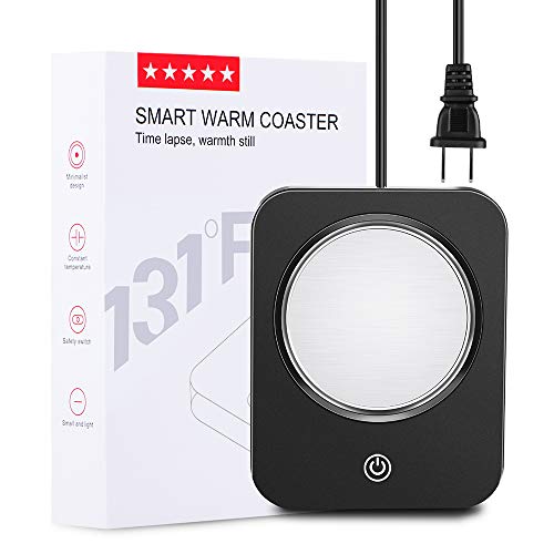 SWARK Smart Coffee Warmer for desk, Cup warmer with automatic shut off for Office Home Use, Electric Cup Beverage Plate for Candle, Water, Cocoa, Milk (Pure black)