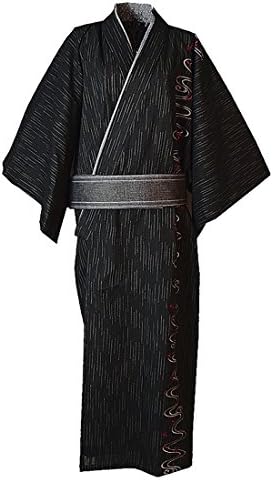 MAYSONG Men's Japanese Yukata Japanese Kimono Embroidered Robe Pajamas Dressing Gown