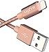 Luxtr Tough Armor Aluminum and Nylon design iPhone Charger for all Devices 6.5 feet - Rose Gold