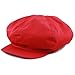 The Hat Depot 100% Cotton Plain Blank 6 Panel Newsboy Gatsby Apple Cabbie Cap Hat Made in USA (Red)
