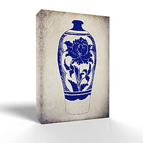 Canvas Wall Art Blue and White Porcelain Pictures Home Wall Decorations for Bedroom Living Room Paintings Canvas Prints Framed - 12x18 inches