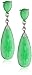 Amazon Collection Rhodium-Plated Sterling Silver Green Jade Teardrop Earrings