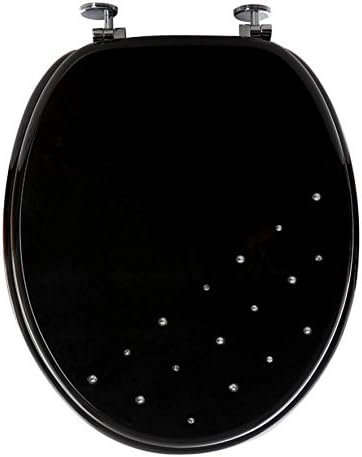 Sabichi 173010 Bathroom Diamante WC Toilet Seat Plastic Black Chrome Hinges