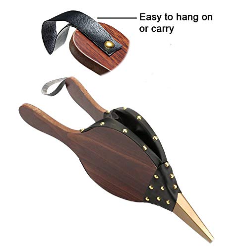 Fireplace Bellows,Wooden Bellows Fire Tool-Vintage Leather Manual Air Blower Fan Stove Accessories for Barbecue Fire Outdoor Cooking Picnic Camping Hiking (Black)