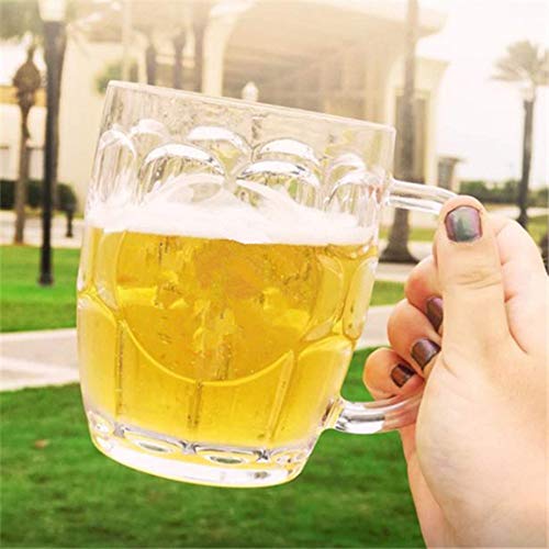 Plastic Beer Mugs, 20 oz Dimple Stein German Beer Mug, Dimpled Beer Tankards with Large Handle