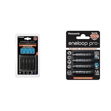 Panasonic eneloop pro, Intelligentes Schnellladegerät mit LCD-Display, für 1-4 Ni-MH Akkus AA/AAA & pro, Ready-to-Use Ni-MH A