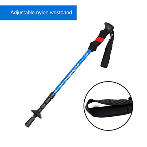 Redvive Top Trekking Walking Hiking Poles Sticks Alpenstock 55-125cm Red Blue