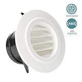 HG POWER 3 Inch Round Air Vent ABS Louver Grille Cover White Soffit Vent with Built-in Fly Screen Mesh for Bathroom Office Kitchen Ventilation
