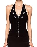 A.S Juniors Sexy Bustier Zip Front Corset Open Back Halter Top