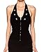 A.S Women's Camellias Sexy Bustier Zip Front Corset Open Back Halter Top