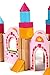 Cubbie Lee New & Unique Princess Pink Castle Wooden Building Block Set for Toddlers Preschool Age - Hardwood Plain & Colored Small Wood Blocks for Children - Basic Educational Kids Build & Play Toy