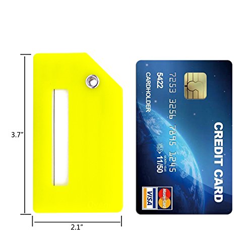 Silicone Luggage Tag With Name ID Card Perfect to Quickly Spot Luggage Suitcase (Yellow)