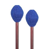 Frienda 1 Pair Medium Hard Yarn Head Keyboard Marimba Mallets with Maple Handles (Blue)