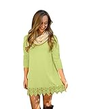 ReachMe Womens Long Sleeve Casual Dress Lace Trim Super Soft A Line Tunic Dress