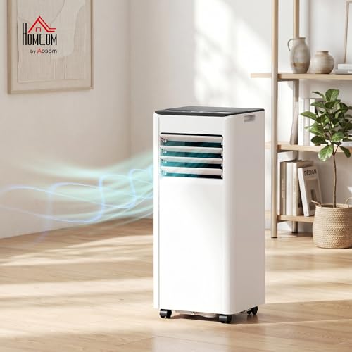 HOMCOM 10000 BTU Portable Air Conditioner, 4-in-1 AC Unit with Cool, Dehumidifier, Fan, Sleep, WiFi Voice Remote Control, 24H Timer, 2 Speeds, Window Kit, for Room up to 441 Sq. ft