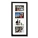 Adeco 4 Openings Decorative Black Wood Wall Hanging Collage Picture Photo Frame with White Mat - Made to Display Four 3.5x5 Photos