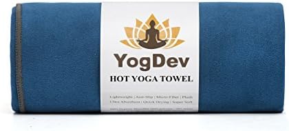 Hot Yoga Towel by YogDev - Premium Microfiber Suede Mat Towels like Bikram & Manduka. Best Skidless Sports Towel for Pilates and Indoor/Outdoor Sport Exercises. Super Absorbent, and Non Slip! (Blue)