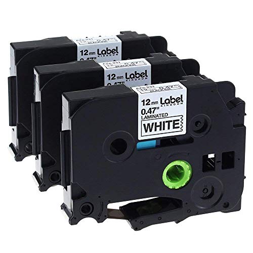 Label KINGDOM Compatible Label Tape Replacement for Brother TZe-231 P Touch TZe Label Tapes 12mm 0.47 Inch Laminated White TZ231 for PT-D210 PT-1290 PT-1090 PTD200 PTD400 PT-H110 Label Maker, 3-Pack