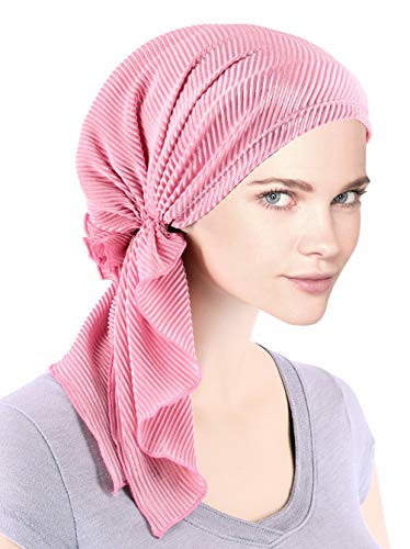 The Bella Scarf Chemo Turban Head Scarves Pre-Tied Bandana for Cancer Plisse Pearl Pink