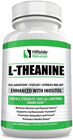 Double Strength L-Theanine 200mg With Inositol 100mg - Excellent for Relaxation, Stress Management, Anti-Anxiety and Focus. 60 Veggie Caps