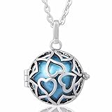 Eudora Harmony Bola Endless Love Locket Pandent Necklace 20mm Musical Chime Ball & 30'' Chain dodger blue