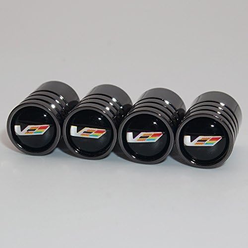 US85 Cadillac V-Class Logo Emblem Auto Car Wheel Tire Air Valve Caps Stem Dust Cover Accessories Decoration Birthday Gift (Black Chrome)