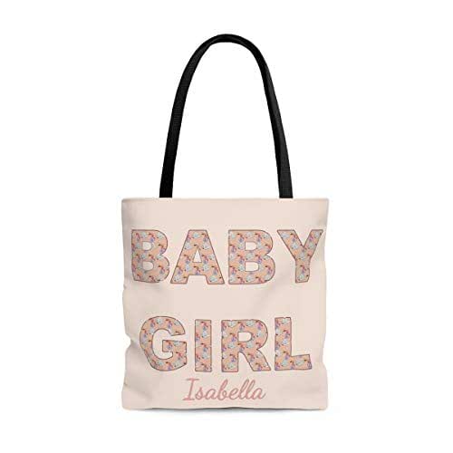 Custom Baby Girl Personalized Name Baby Bag Pink Tote