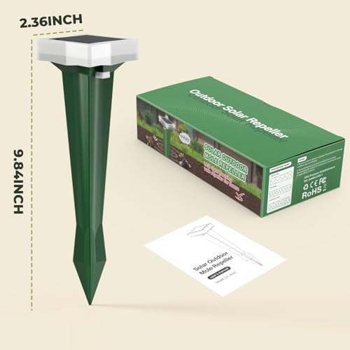 Anti-Mole, 3 Vibration Modes Mole Repellent with LED Light, Solar Mole and Waterproof, Repels Mole Snake and Other Rodents in Garden, Yard and Lawn (4 Pieces)