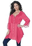 Roamans Women's Plus Size Acid Wash Bigshirt