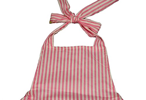 Strips 100% Cotton Infants Onesie Floral Ruffles Romper Dress (6-12 Month,Red)