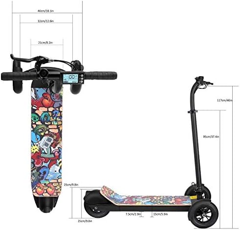 Lunzi Wheelchair Adult Scooter Electric Powered Scooter,3-Wheel Folding Kick Balance Scooters Led Debugging Balance Car