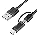 Inateck 2 in 1 USB Type C Cable, 100CM/ 3.3ft USB Type C (USB 3.1) and USB Micro-B to USB Type A(USB 2.0) for USB C and Micro USB Supported Devices, Black