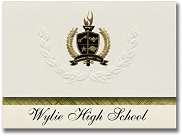 Signature Announcements Wylie High School (Abilene, TX) Graduation Announcements, Pack of 25 with Gold &amp; Black Metallic Foil seal, 6.25" x 11.44", Cream (PAC_BASICPres_HS25_151970_206041)