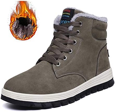 Orlasha Men Winter Snow Boots Warm Sneaker High Top Antiskid Suede Leather Fur Lined Shoes