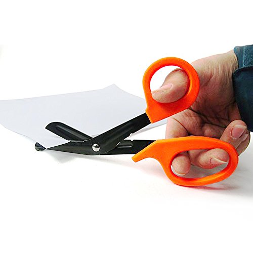 LUCKSTAR EMT Trauma Shears Set of 3 - Stainless Steel Bandage Scissors Fluoride Black Coated Trauma Paramedic EMT Shears Scissors for Surgical/Medical/Nursing (Black&Orange&Green)