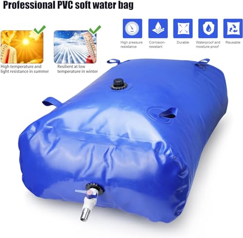 Drado Réservoir d'eau Pliable PVC Portable Sac d'eau avec Valve d'arrêt, Sac d'eau de Camping Sac de Stockage d'eau d'urgence pour Transport de Liquides de Stockage Jardin Extérieur