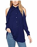 ZANZEA Women Chiffon Sheer Off Shoulder Long Sleeve Button Down Shirts Blouse