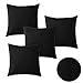 Deconovo Black Pillow Covers 18x18 Inch Set of 4, Faux Linen Throw Pillow Case, Couch Cushion Cover for Home Decor(18 x 18 Inch, Black, Set of 4, No Pillow Insert)