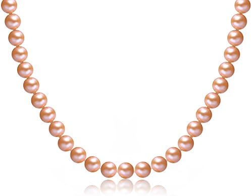 Egovo Sterling Slive Freshwater Cultured A Quality Pearl Nacklace Bridesmaids Jewelry(6.5-7mm),18" White (Pink)